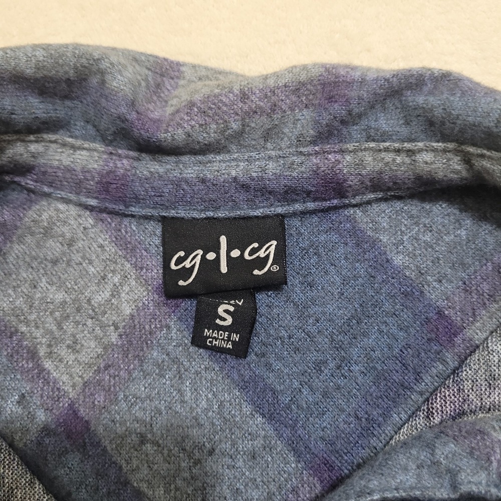 Ladies Cozy Knit Button Up Long‎ Sleeves Shirt SMALL Blue Purple - Picture 3 of 7